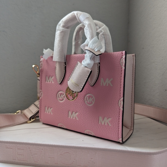 NWT Michael Kors Mirella Extra-Small Logo Debossed Crossbody Bag Carnation Multi - Picture 3 of 5